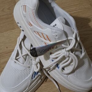 S.L. Fashions White Sneakers with Orange Accents